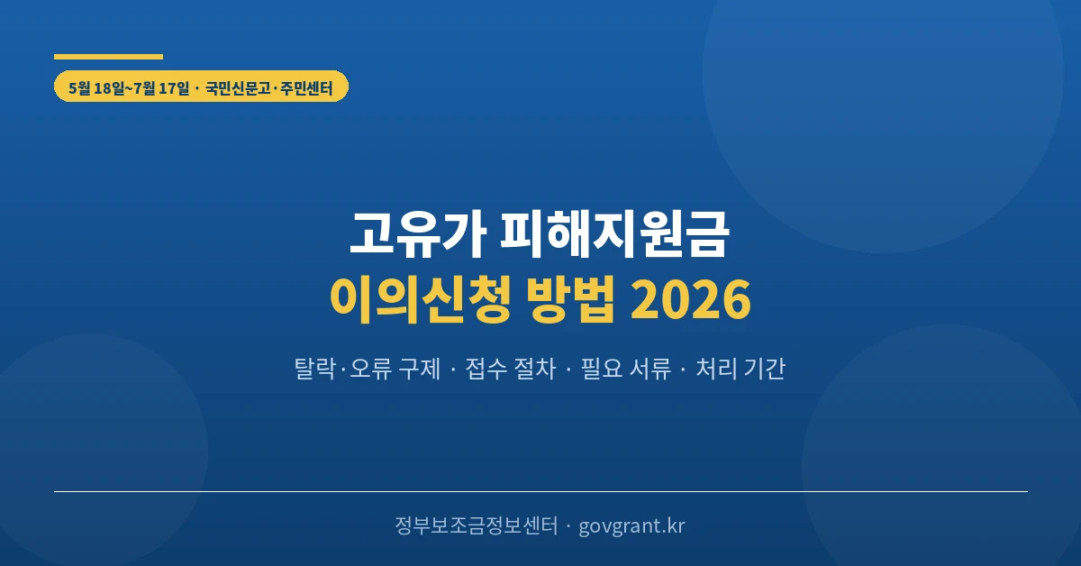 고유가 피해지원금 이의신청 방법 2026 국민신문고 주민센터