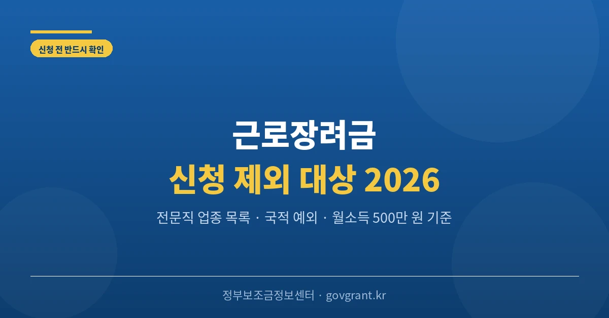 근로장려금 신청 제외 대상