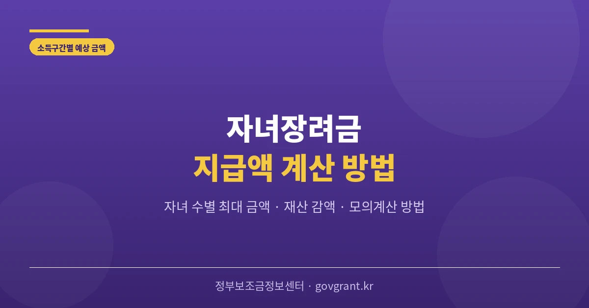 자녀장려금 지급액 계산 방법