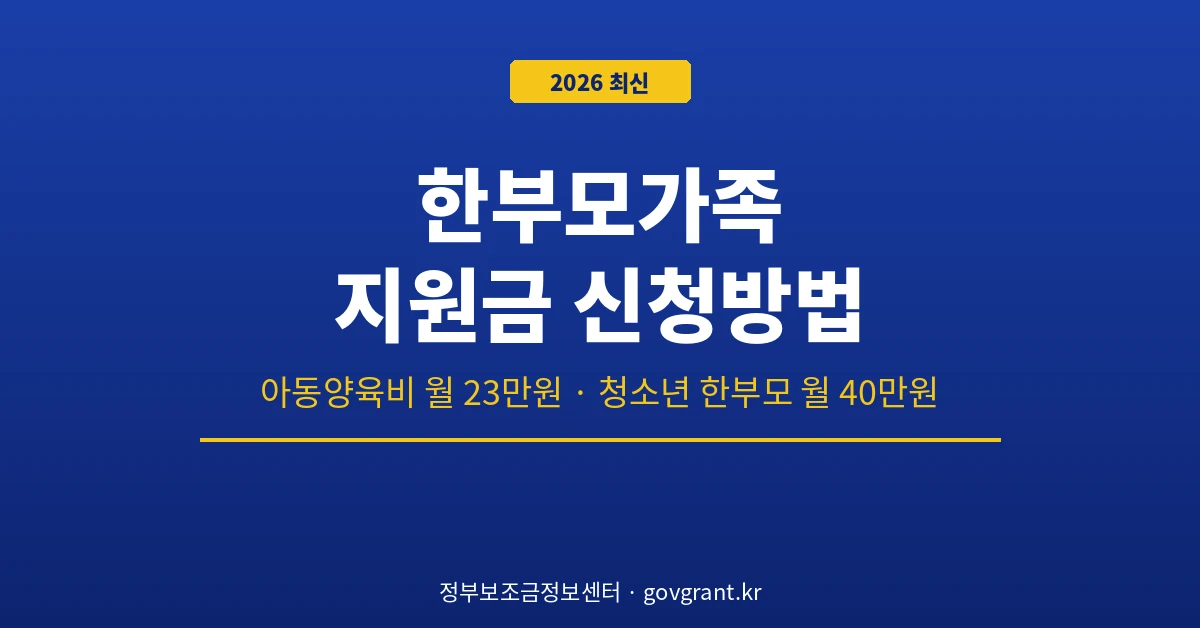 한부모가족 지원금 신청방법
