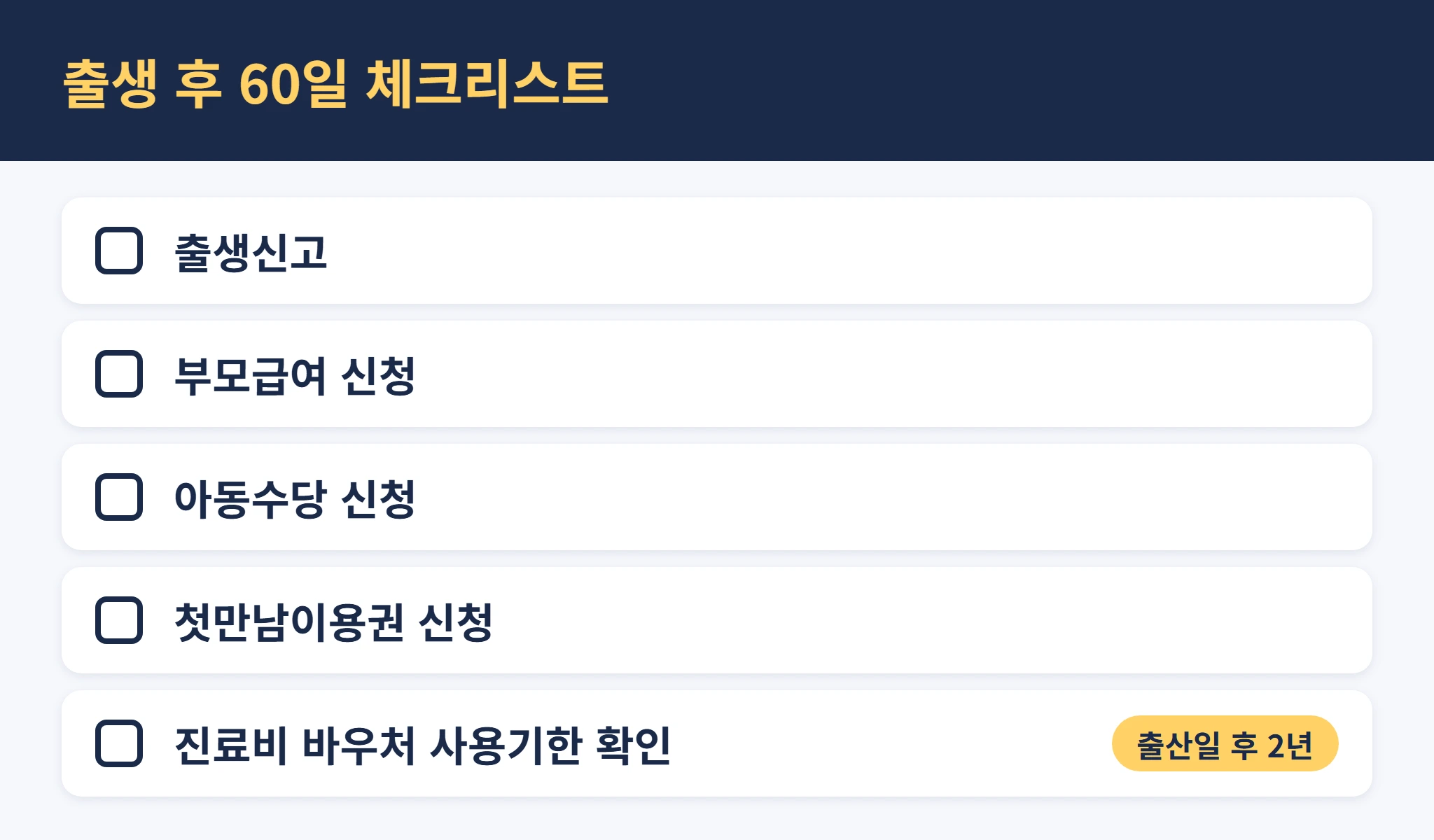 출산정부지원금 출생후60일 체크리스트